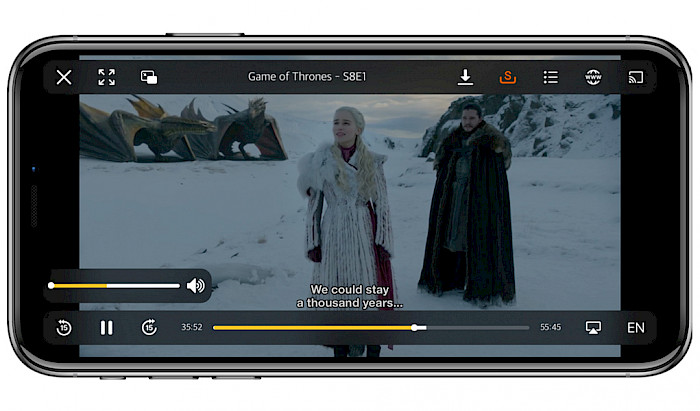 iPhone screen showing the ZeniTevi Player on iOS 15.