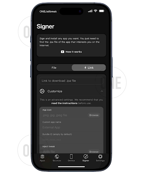 FlekStore IPA Signer Options.