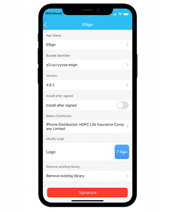 Inslatt IPA with ESign screenshot.