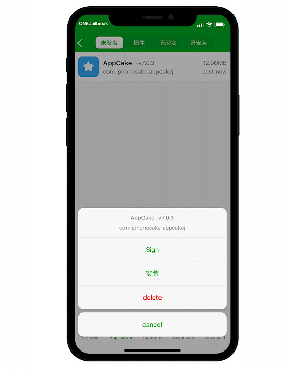 Selec IPA to sign on iPhone.