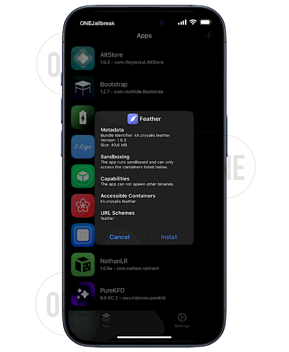 Install IPA on iPhone using TrollStore.
