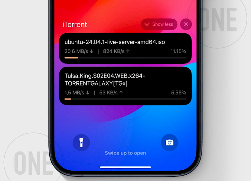 iTorrent Notifications widget on the Lock Screen.