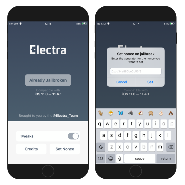 Electra Jailbreak screenshot.