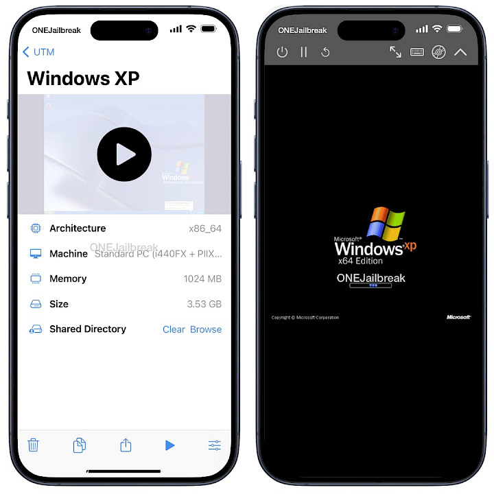 UTP running Windows XP on iPhone.
