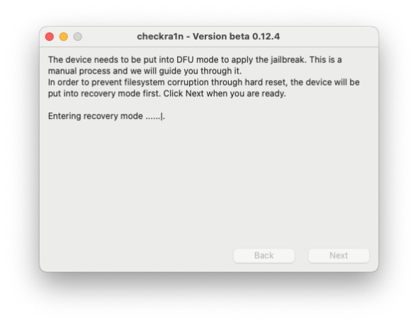 checkra1n Recover mode.