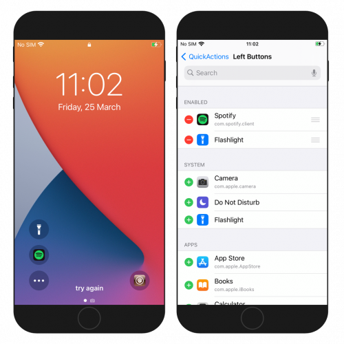 QuickActions Tweak screenshot
