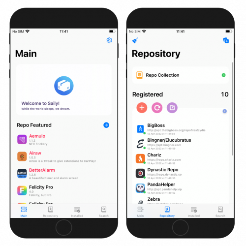 Saily Package Manager on iPhone
