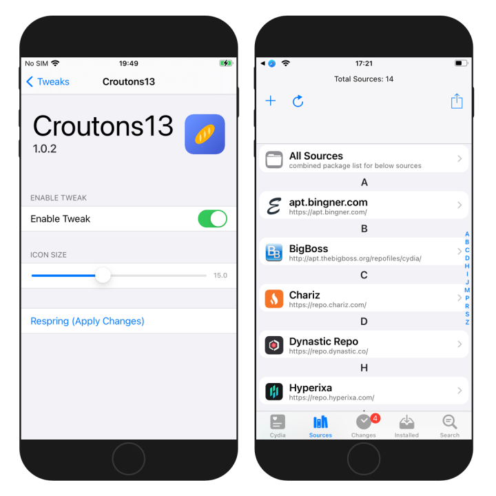 Croutons13 tweak screenshot
