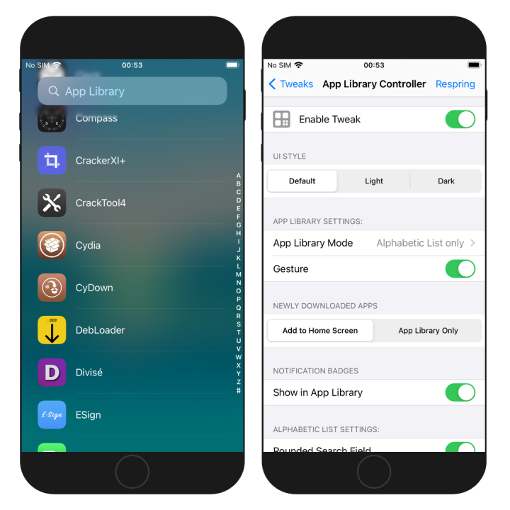 App Library Controller tweak screenshot