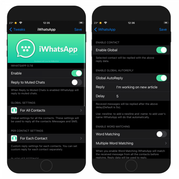 iWhatsApp tweak screenshot