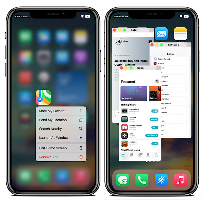 Screenshot of MilkyWay 4 tweak running on iOS 15.