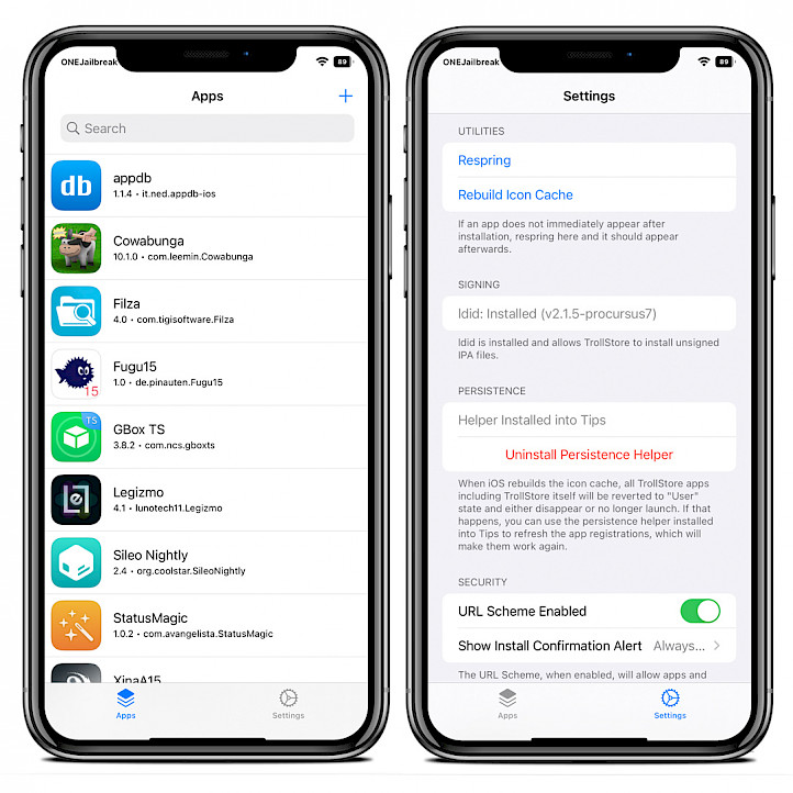 TrollStore for iOS screenshot.