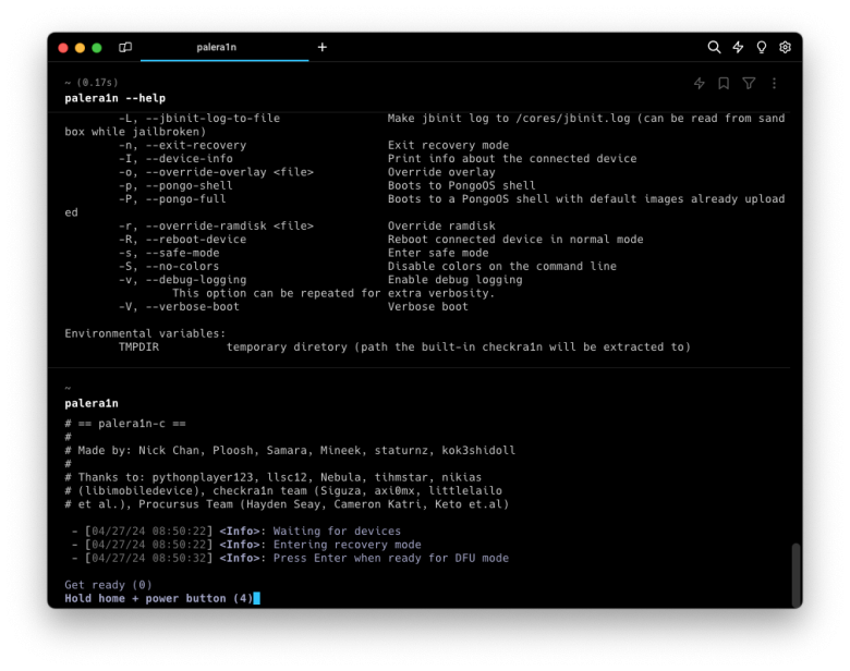 Screenshof of DFU mode instructions.