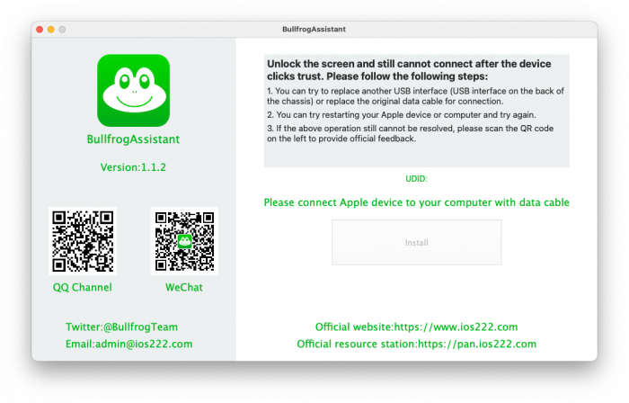 Screenshot of Bullfrog Assistant Installer for macOS.