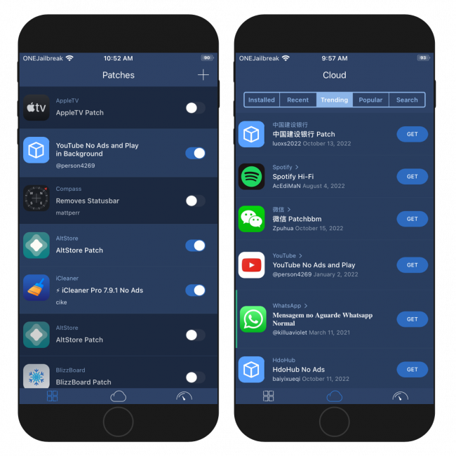 Two iPhone screens showing the Flex 3 Beta app interface running on iOS 14.