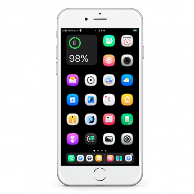 Screenshot of iPhone with Desa Stock Theme loaded on the Home Screen.