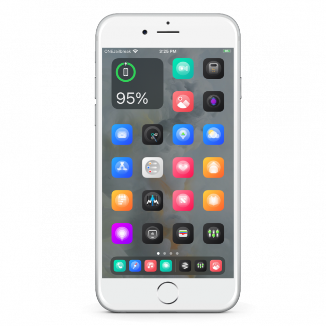 Screenshot of iPhone with Elusive Theme loaded on the Home Screen.