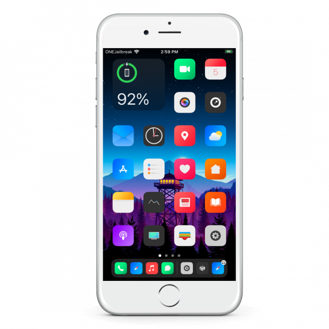 Screenshot of iPhone with Emotive Theme loaded on the Home Screen.
