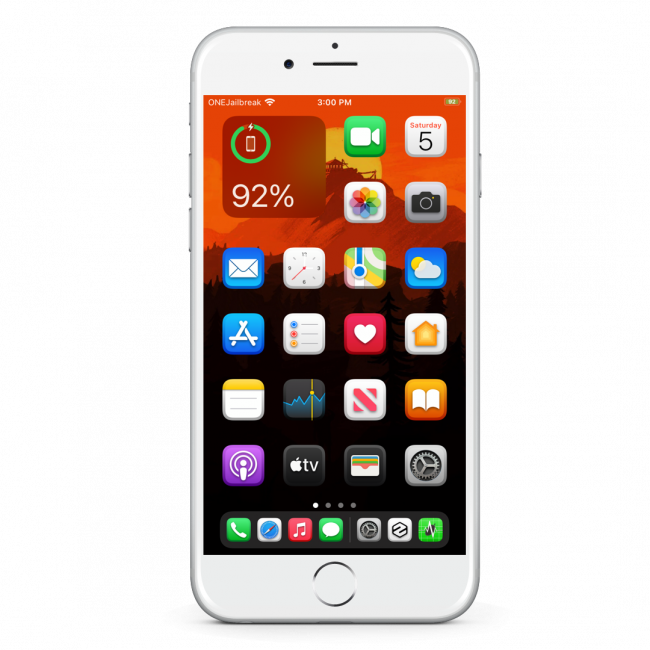 Screenshot of iPhone with iOSX Theme loaded on the Home Screen.