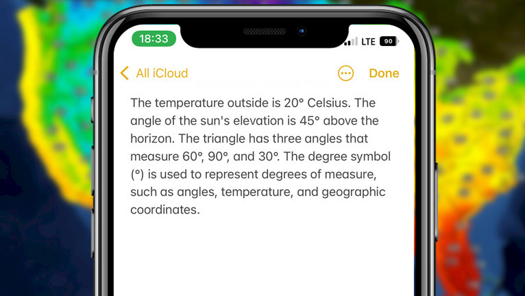 Promotion image of Degree Symbol on iPhone & Mac: A Guide article.