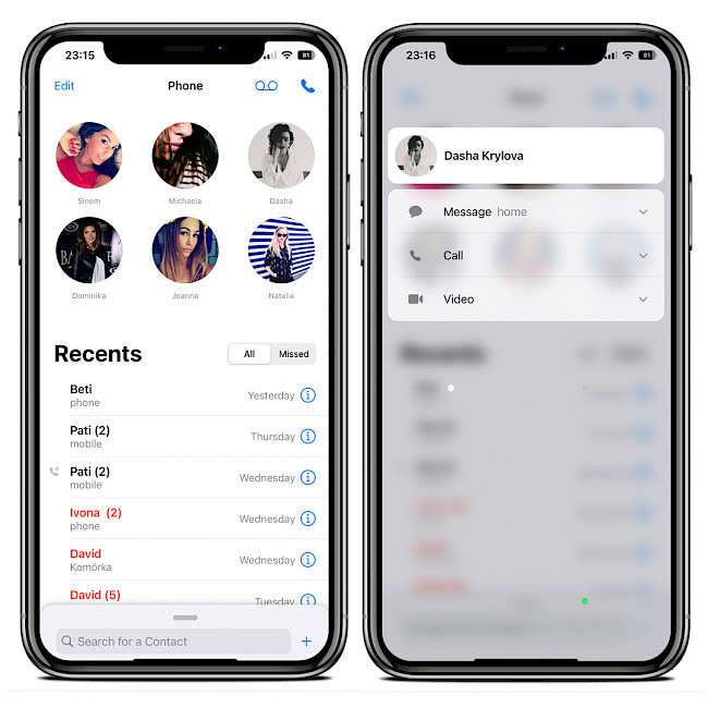 Two iPhone screens showing the Novus tweak interface.