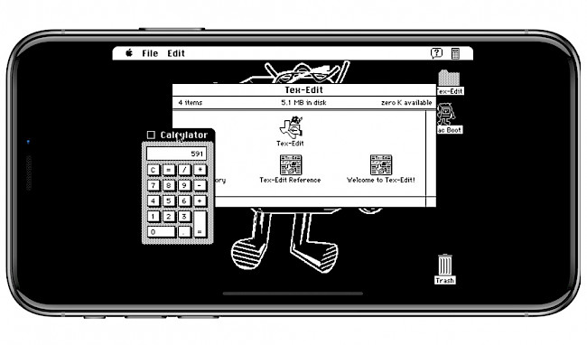 Screenshot of Mini vMac for iOS emulating Mac Plus.