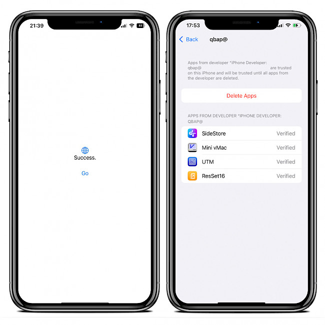 Screenshot of WDBRemoveThreeAppLimit MacDirtyCow app on iOS 15.
