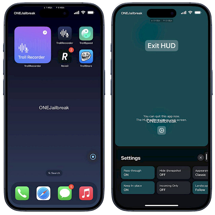 Screenshot of TrollSpeed tweak running on iOS 16.