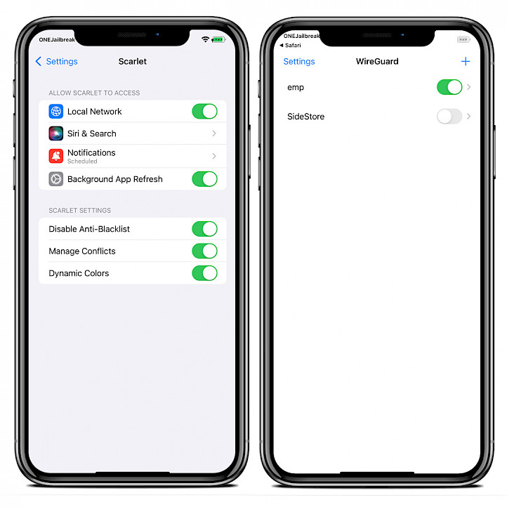 Scarlet iOS WireGuard configuration screenshot.