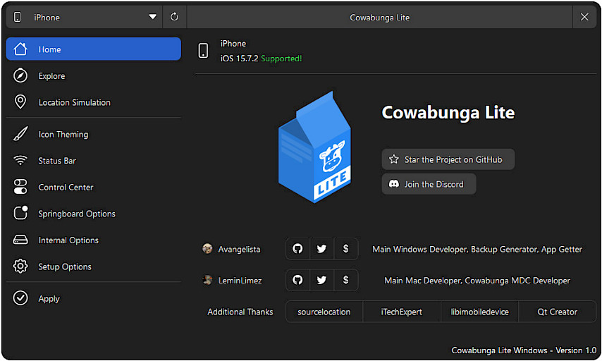 Cowabunga Lite for Windows.