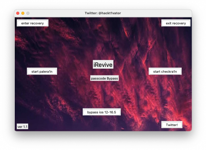 Screenshot of iRevive passcode bypass for iOS 12 – iOS 16.