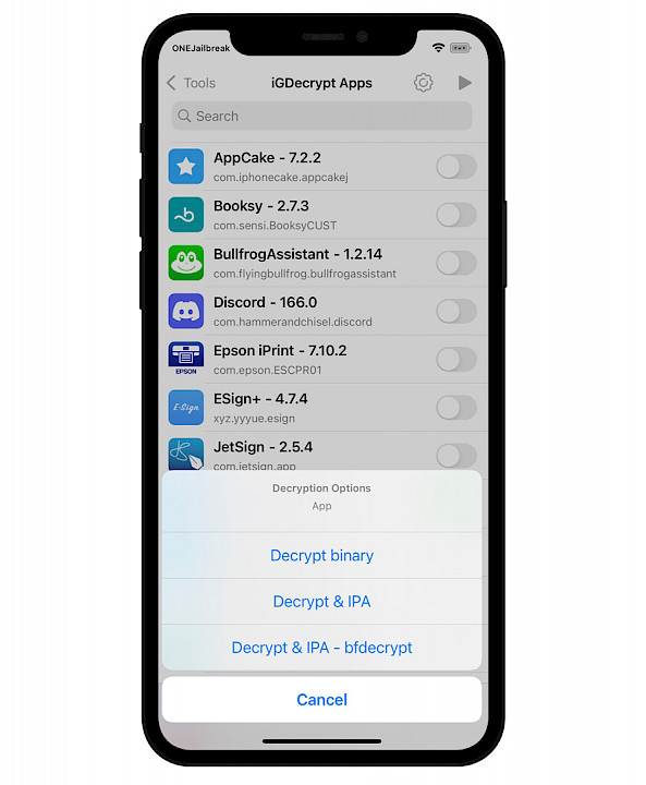 Decrypt IPA settings.