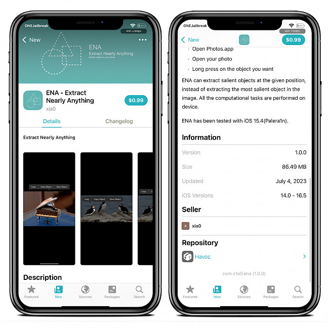 Screenshot of Sileo app showing ENA Repo.
