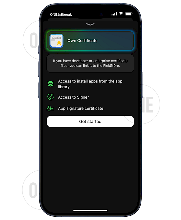 FlekStore Own Certificate Prompt