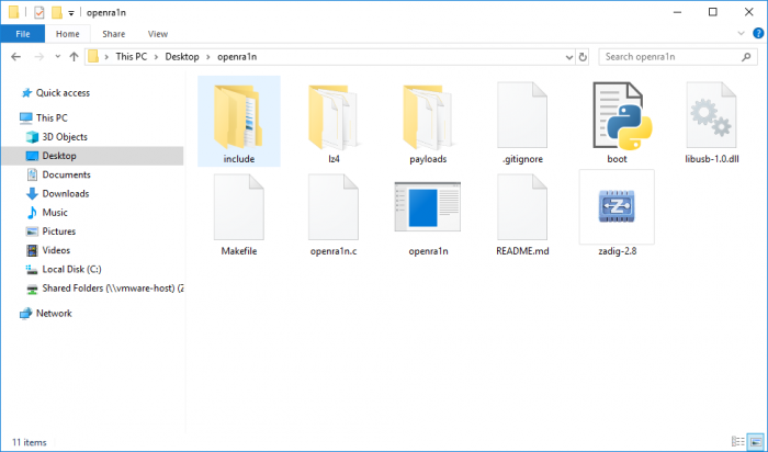 openra1n files screenshot on Windows PC.