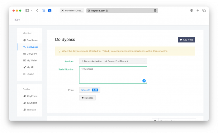 iKey Prime purchase panel screenshot.