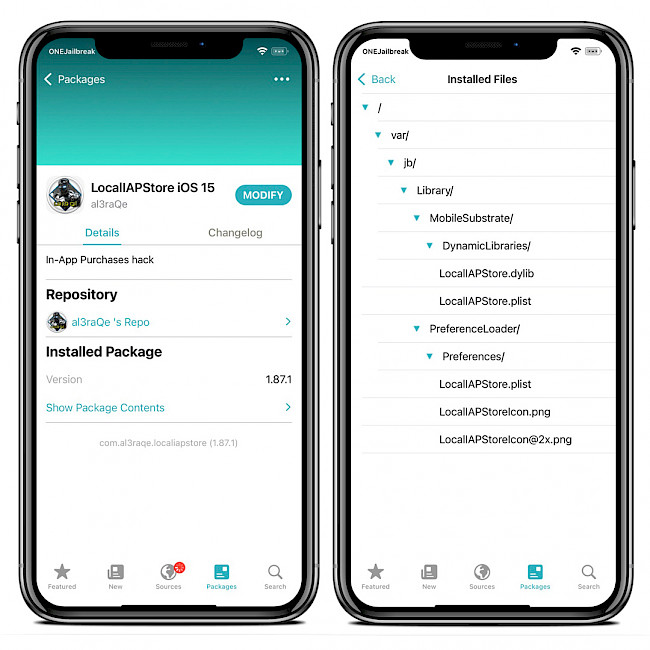 Screenshot of LocalIAPStore Repo in Sileo app.