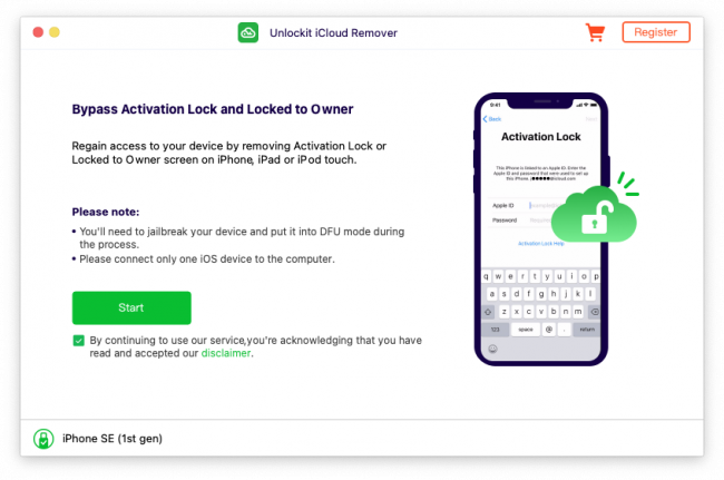 Unlockit iCloud Remover screenshot.