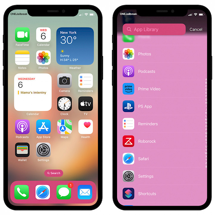 ColorBoard tweak Home Screen and App Library screenshot.