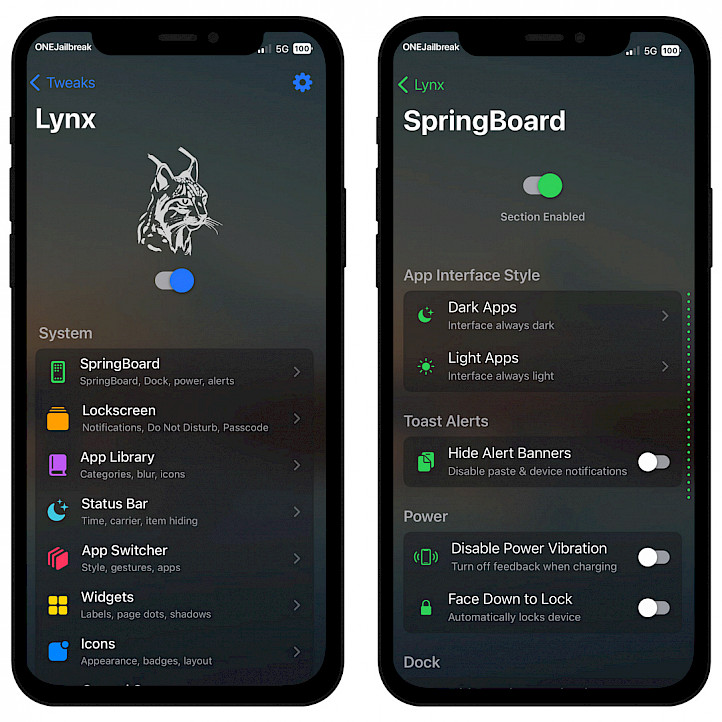 Lynx 2 tweak screenshot.