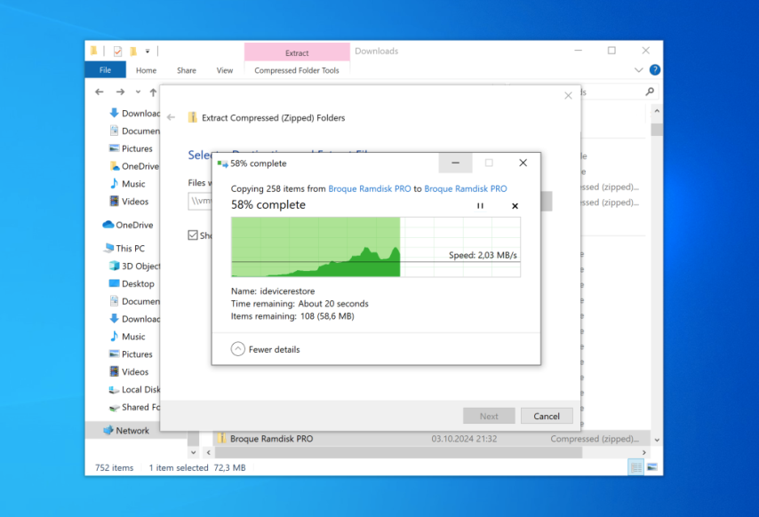 Extract Broque Ramdisk PRO latest version for Windows.