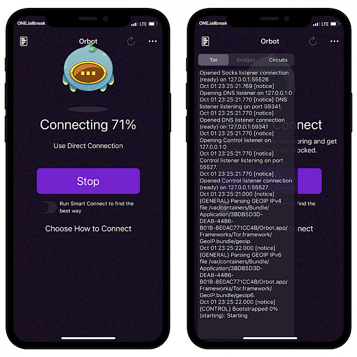 Orbot for iOS screenshot.