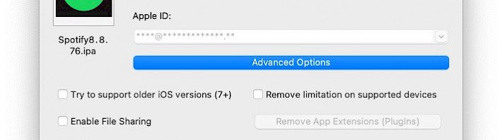 Advanced Options screenshot.