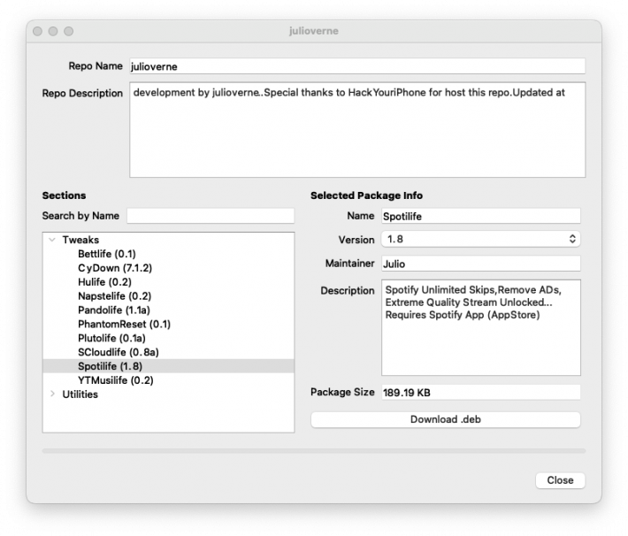 Download deb file from repo screenshot.