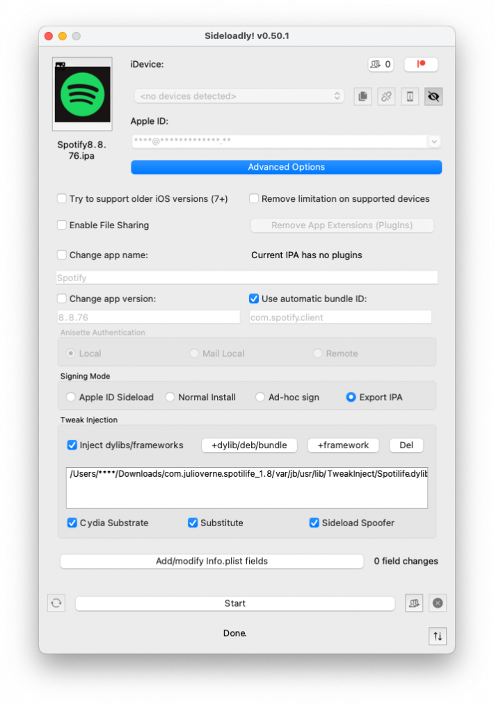 Inject dylib into IPA screenshot.