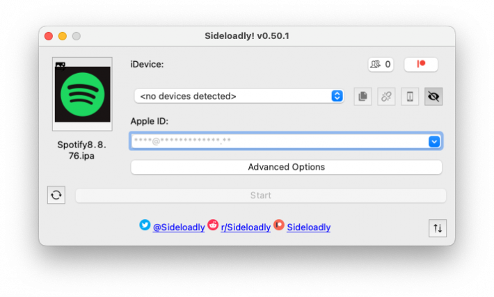 Import IPA to Sideloadly screenshot.
