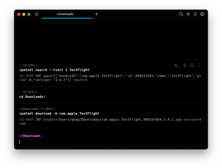 IPA Tool terminal commands screenshot.