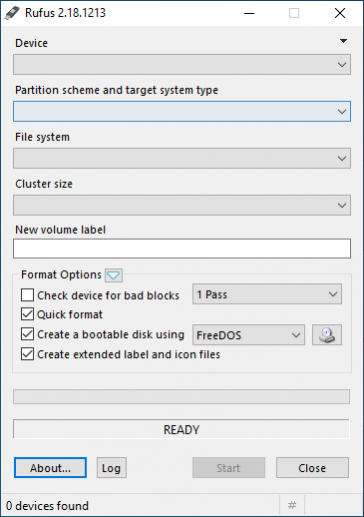 Rufus 2.18 screenshot.