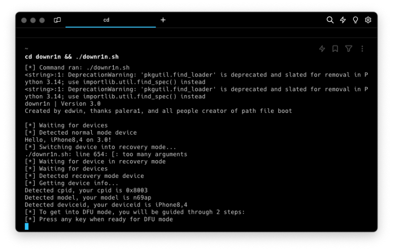 Downr1n Screipt tunning on macOS.
