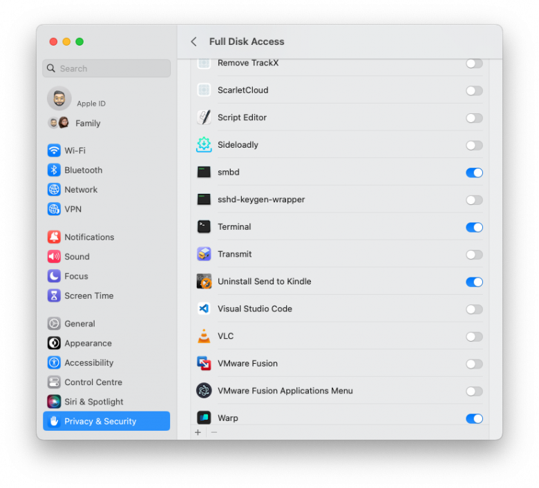 Enable Full Disk Access in Terminal app.